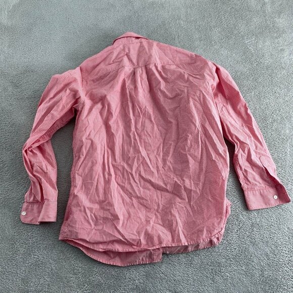 Lands End Womens Red & White Striped Cotton Button-UpShirt Size L 3840 - Picture 2 of 8